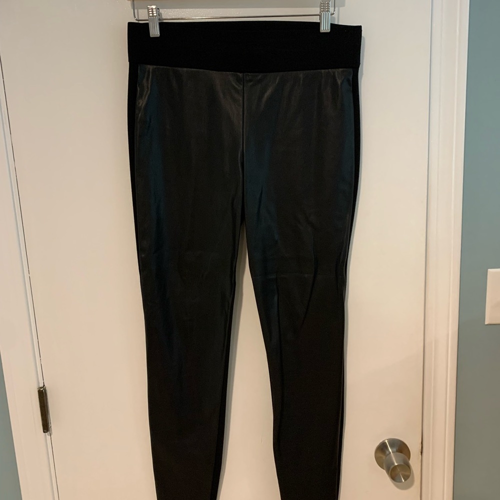 LOFT Faux Leather/Ponte Black Leggings